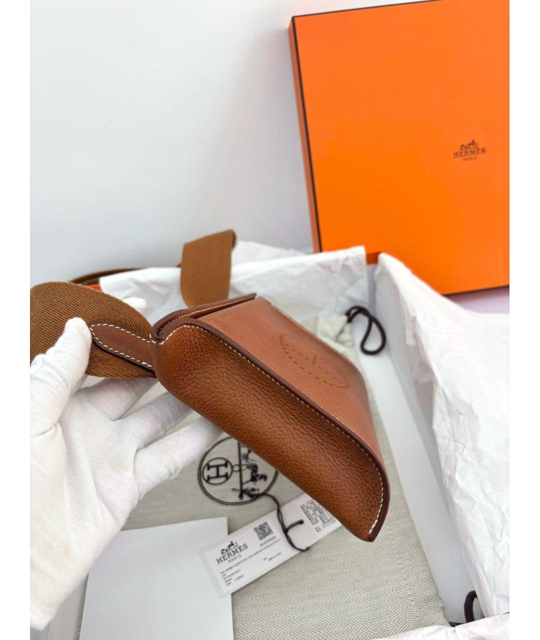 HERMES Коричневая кожаная сумка через плечо, фото 4