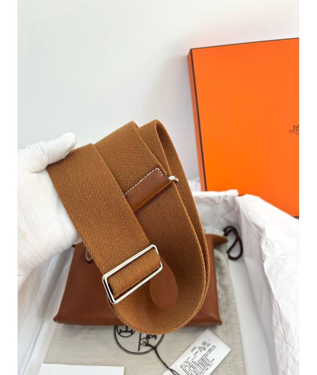 HERMES Коричневая кожаная сумка через плечо, фото 5