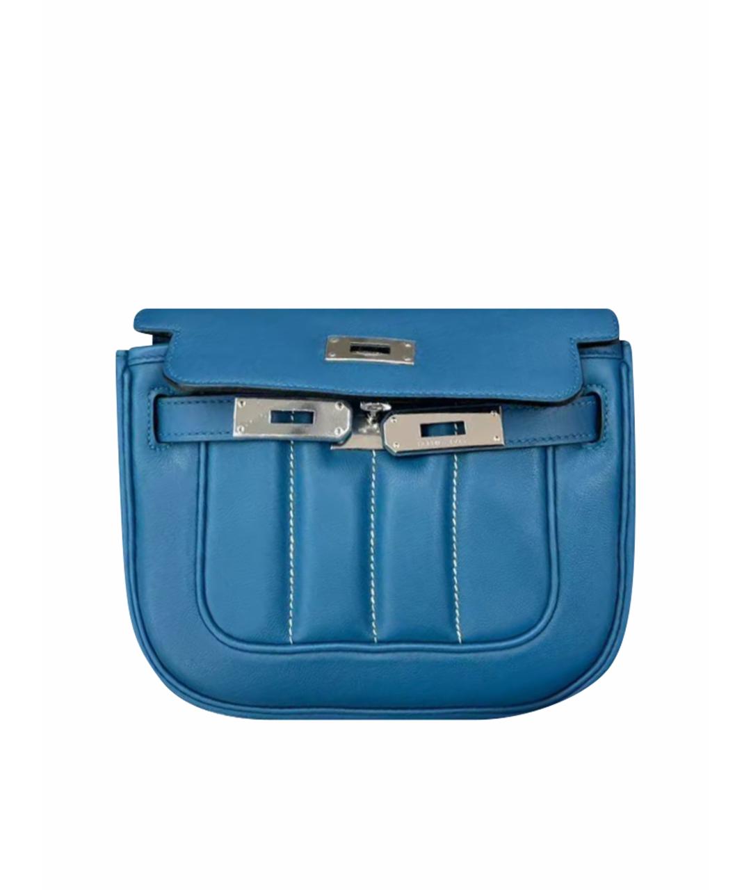 HERMES Голубая кожаная сумка через плечо, фото 1