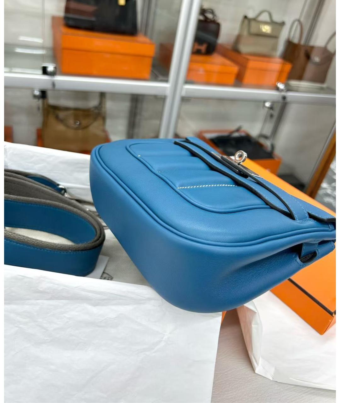 HERMES Голубая кожаная сумка через плечо, фото 4