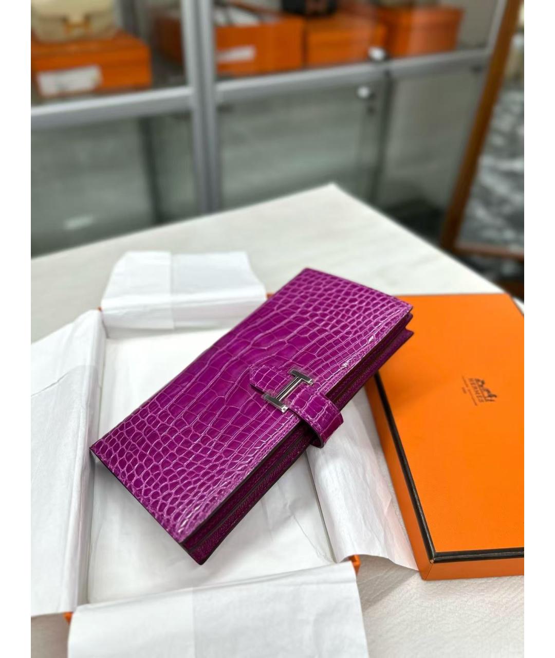HERMES Фиолетовый кошелек, фото 5