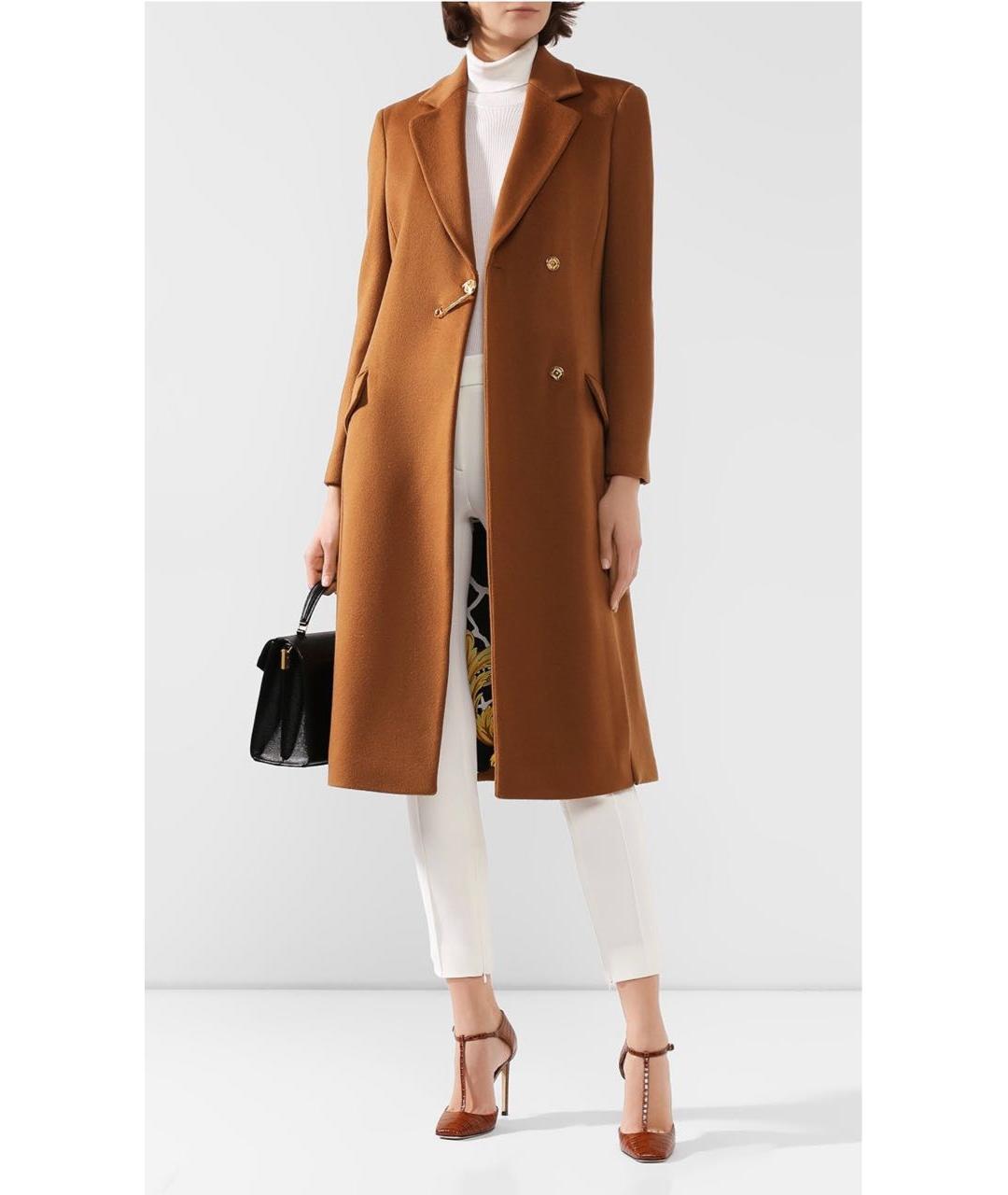 VERSACE Коричневое шерстяное пальто, фото 4