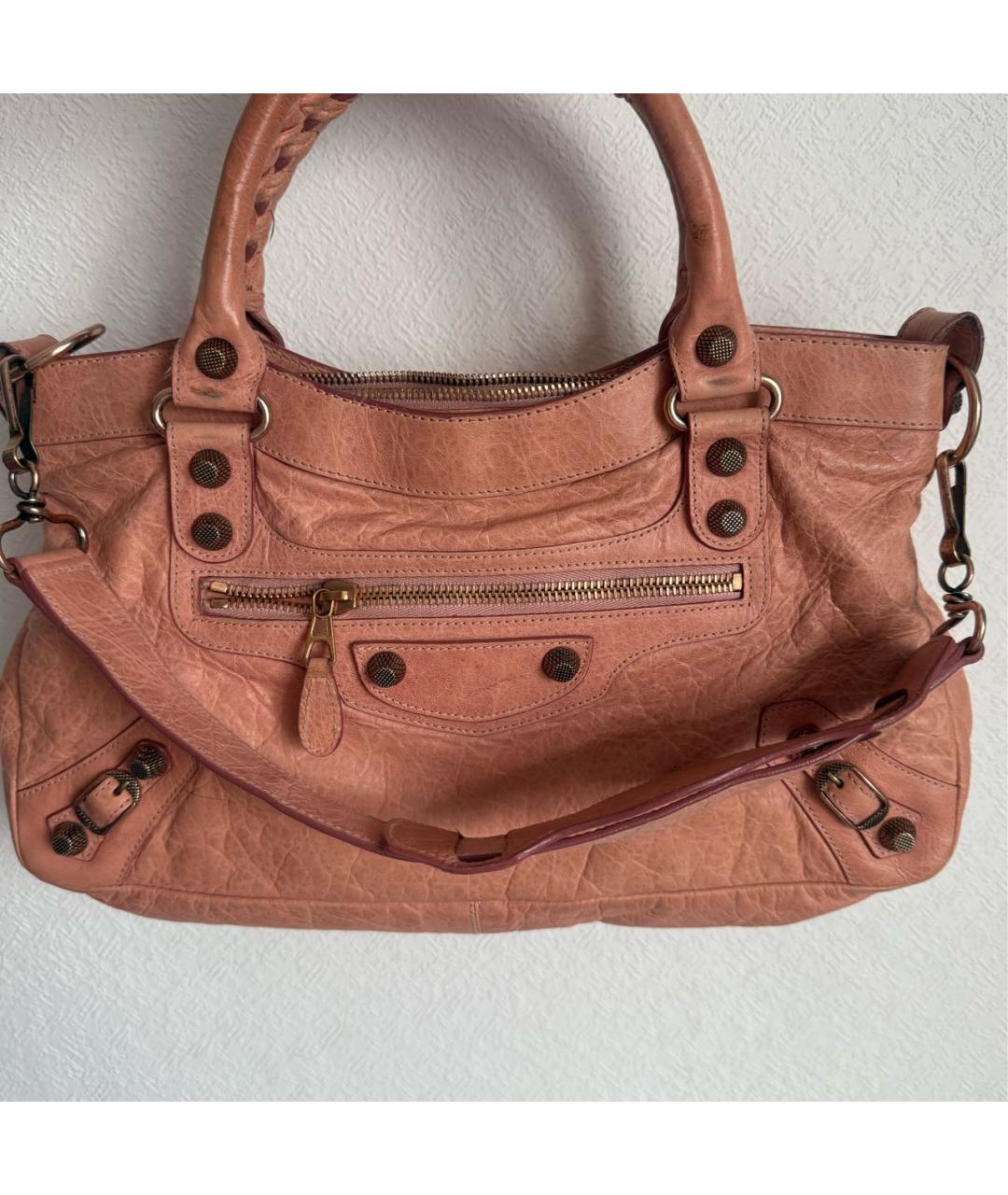 BALENCIAGA Коралловая кожаная сумка с короткими ручками, фото 2