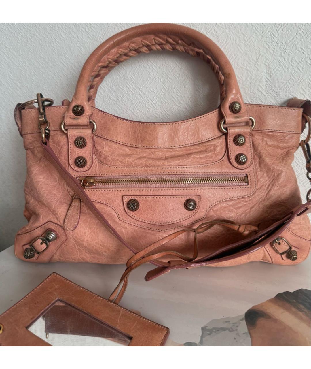 BALENCIAGA Коралловая кожаная сумка с короткими ручками, фото 8