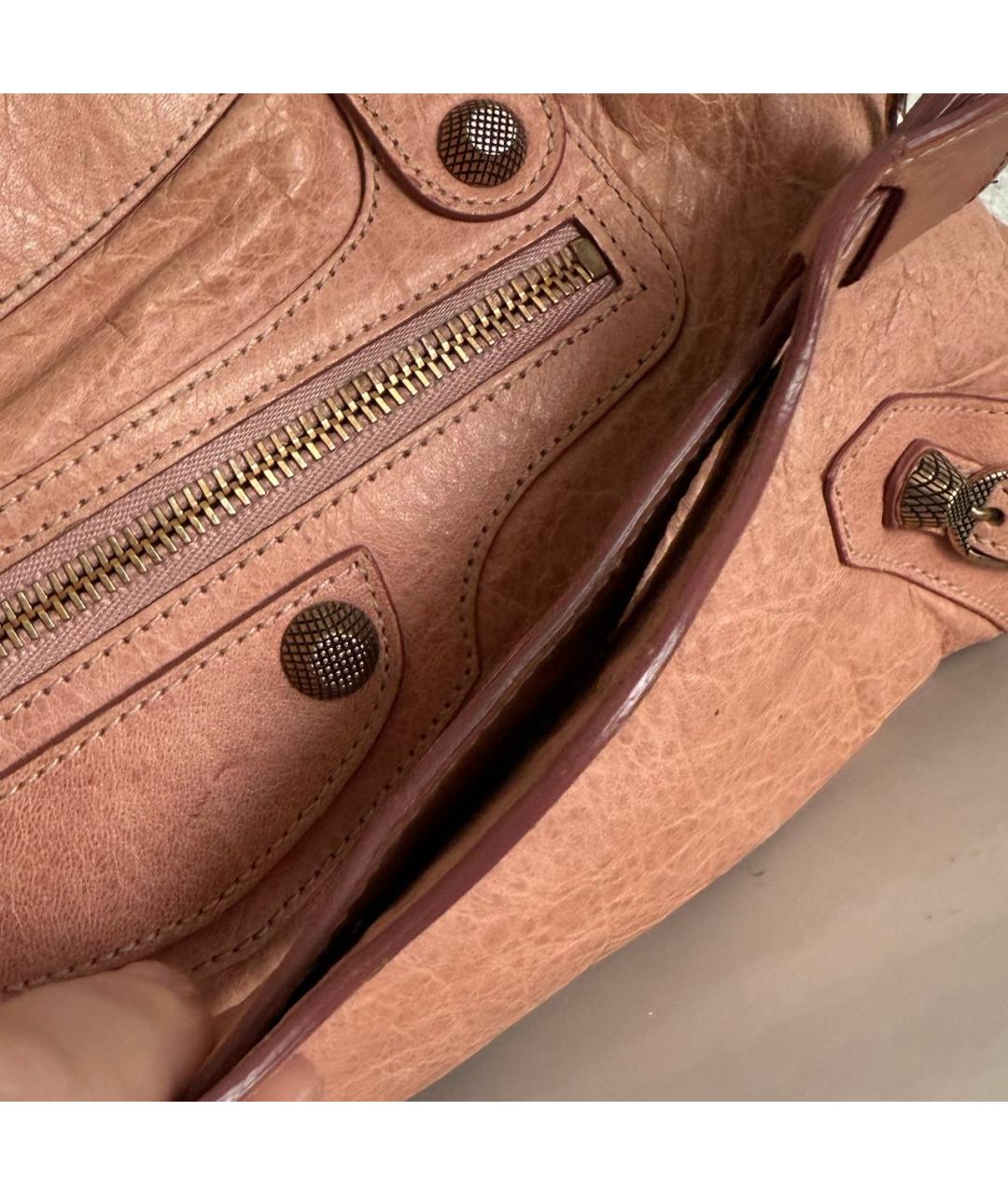 BALENCIAGA Коралловая кожаная сумка с короткими ручками, фото 7