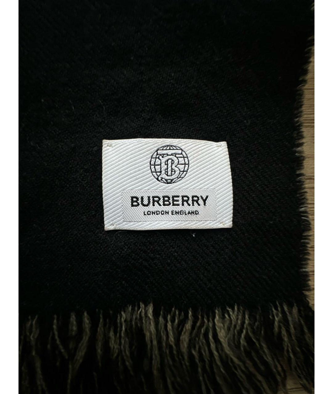 BURBERRY Черный шерстяной шарф, фото 3