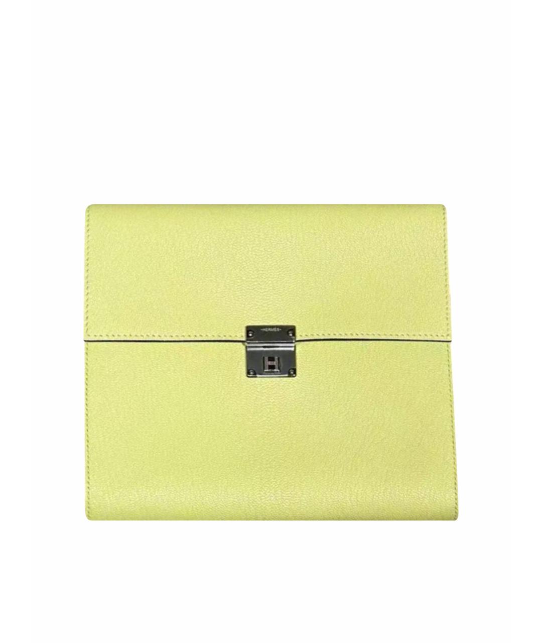 HERMES Желтая кожаная сумка через плечо, фото 1