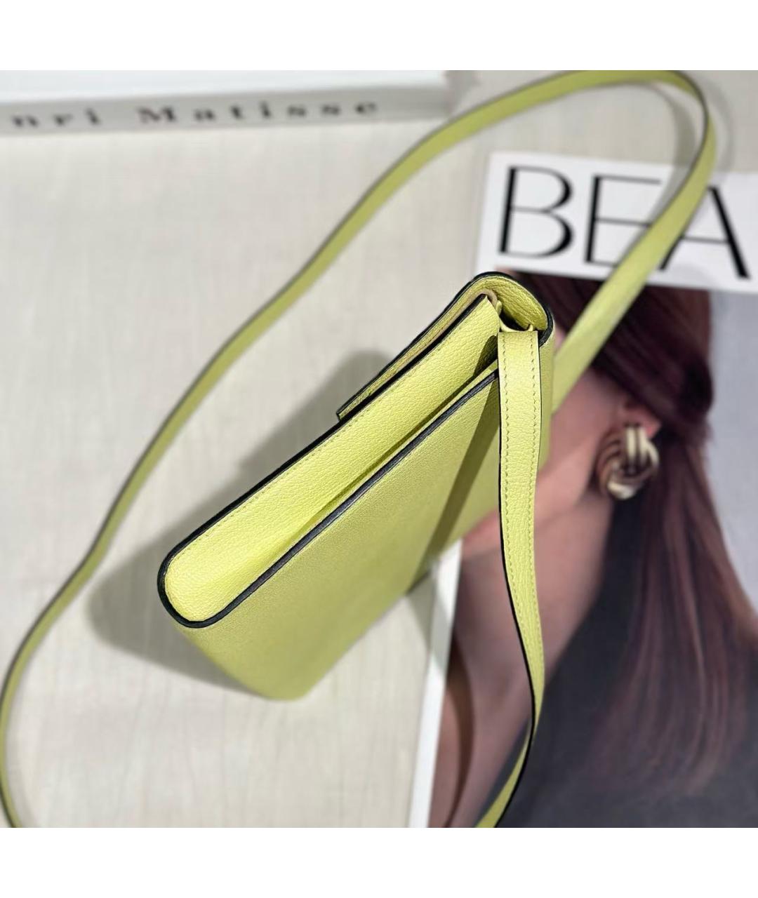 HERMES Желтая кожаная сумка через плечо, фото 5