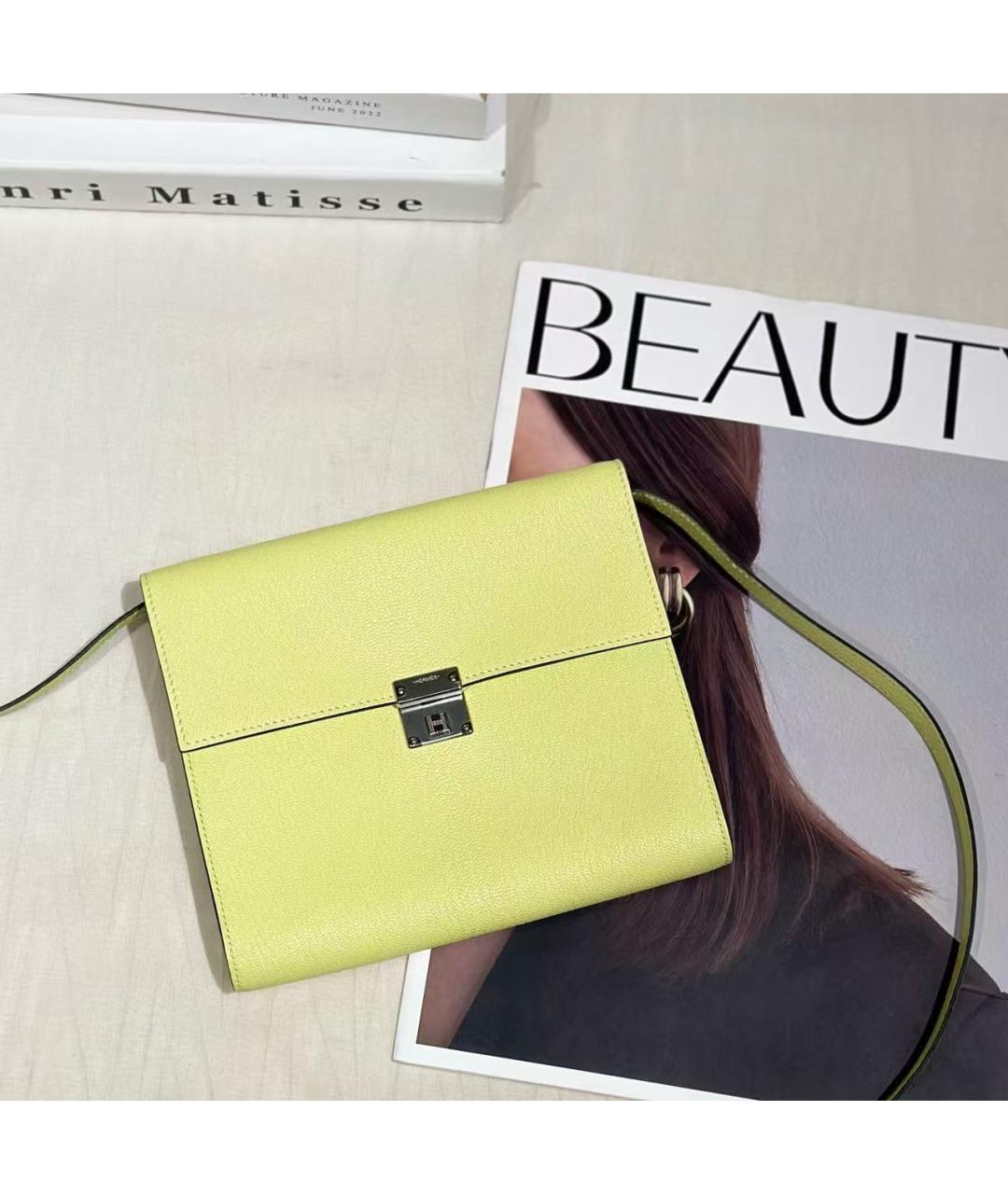 HERMES Желтая кожаная сумка через плечо, фото 2