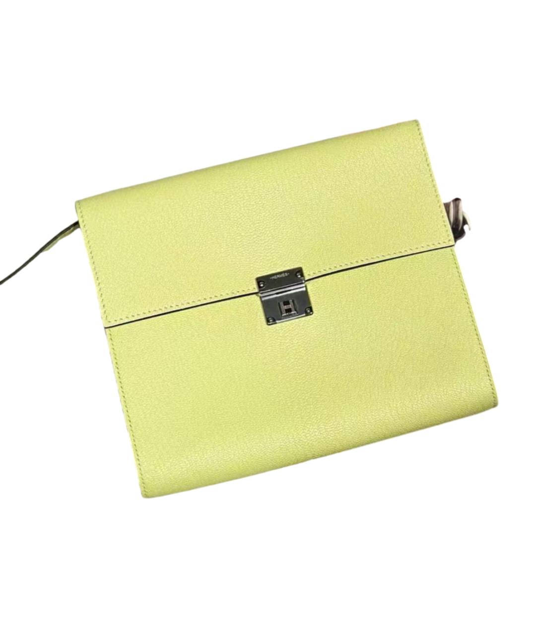 HERMES Желтая кожаная сумка через плечо, фото 8
