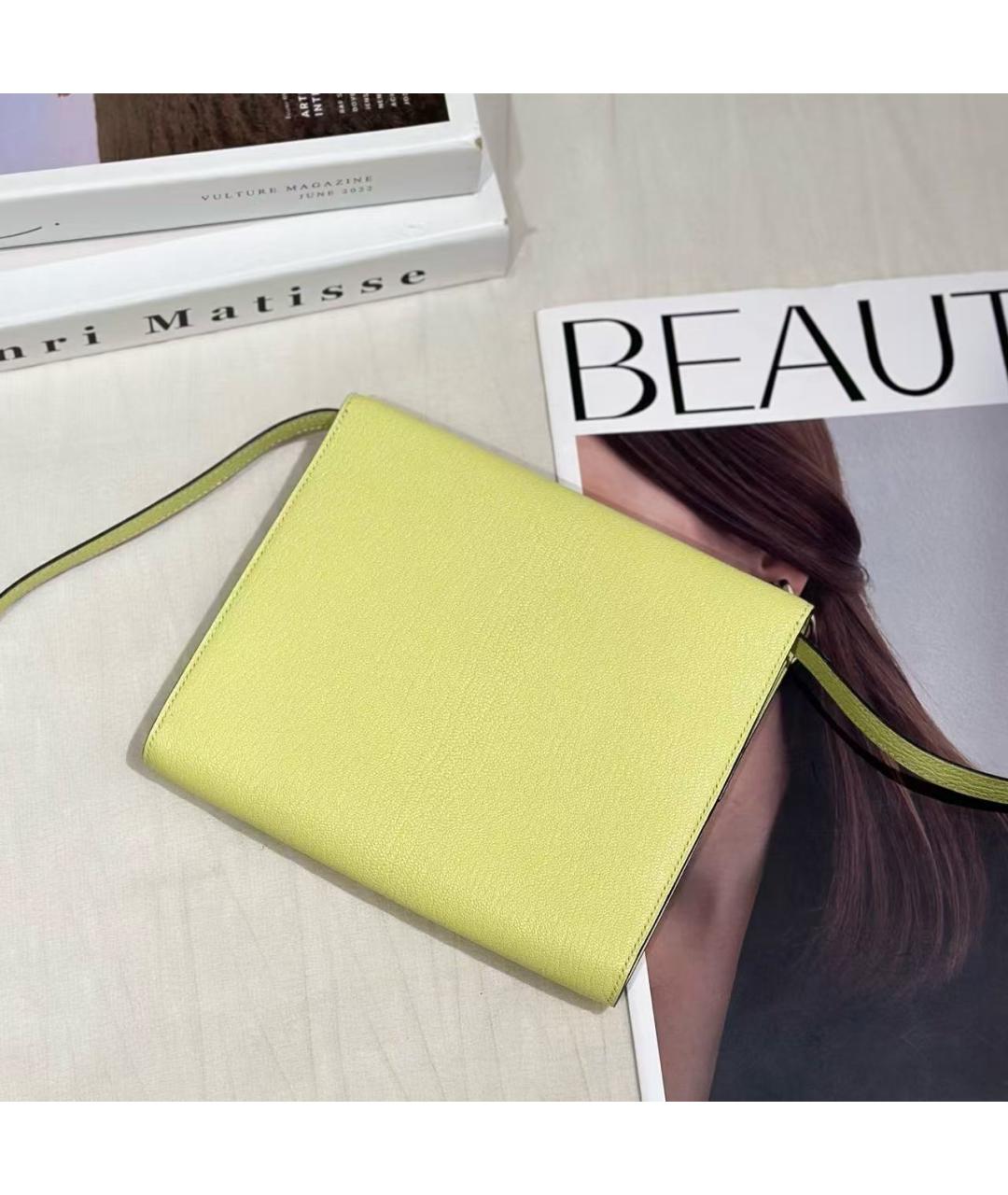 HERMES Желтая кожаная сумка через плечо, фото 3