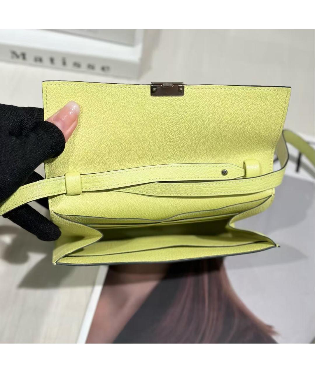 HERMES Желтая кожаная сумка через плечо, фото 7