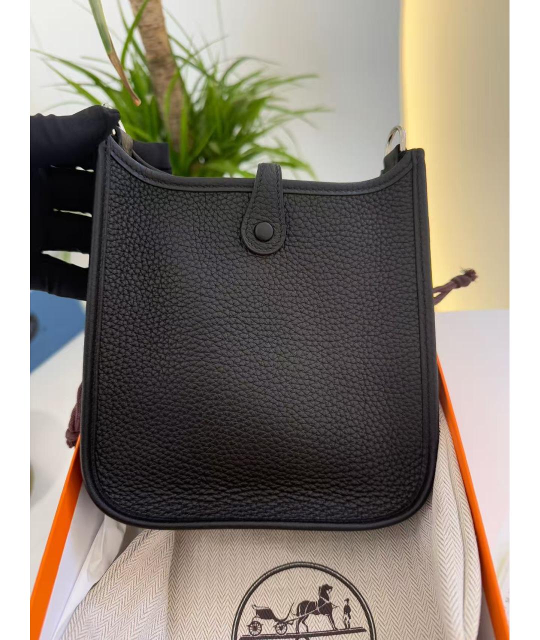 HERMES Черная кожаная сумка через плечо, фото 3