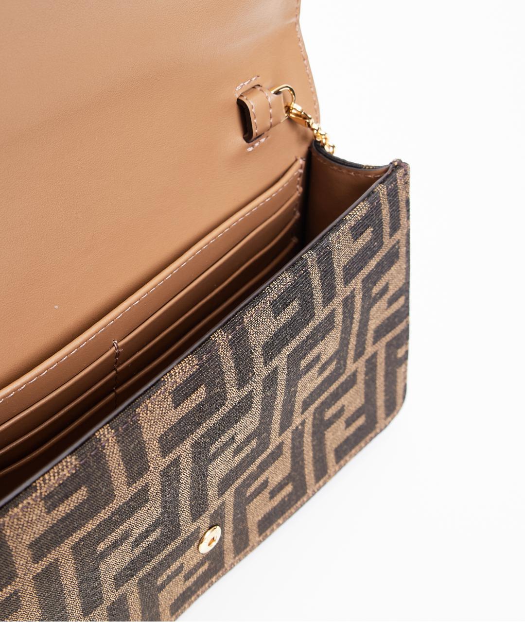 FENDI Коричневая жаккардовая сумка с короткими ручками, фото 7