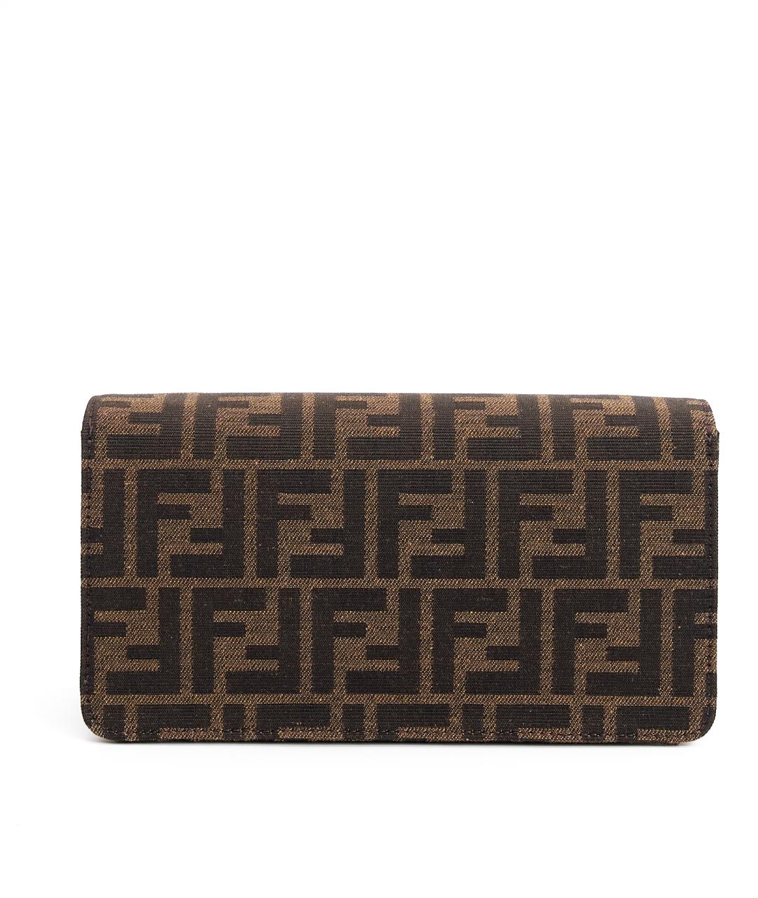 FENDI Коричневая жаккардовая сумка с короткими ручками, фото 3