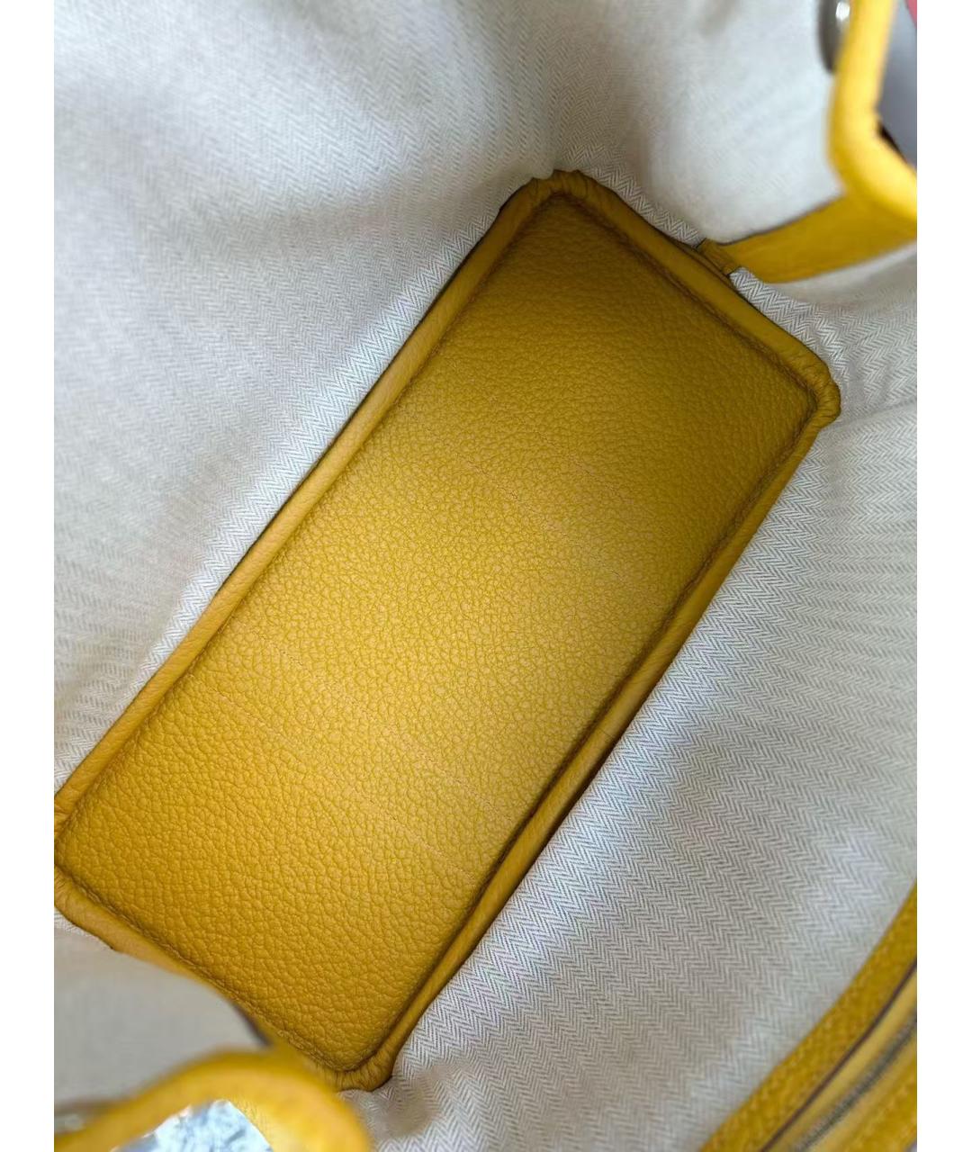 HERMES Желтая кожаная сумка тоут, фото 5
