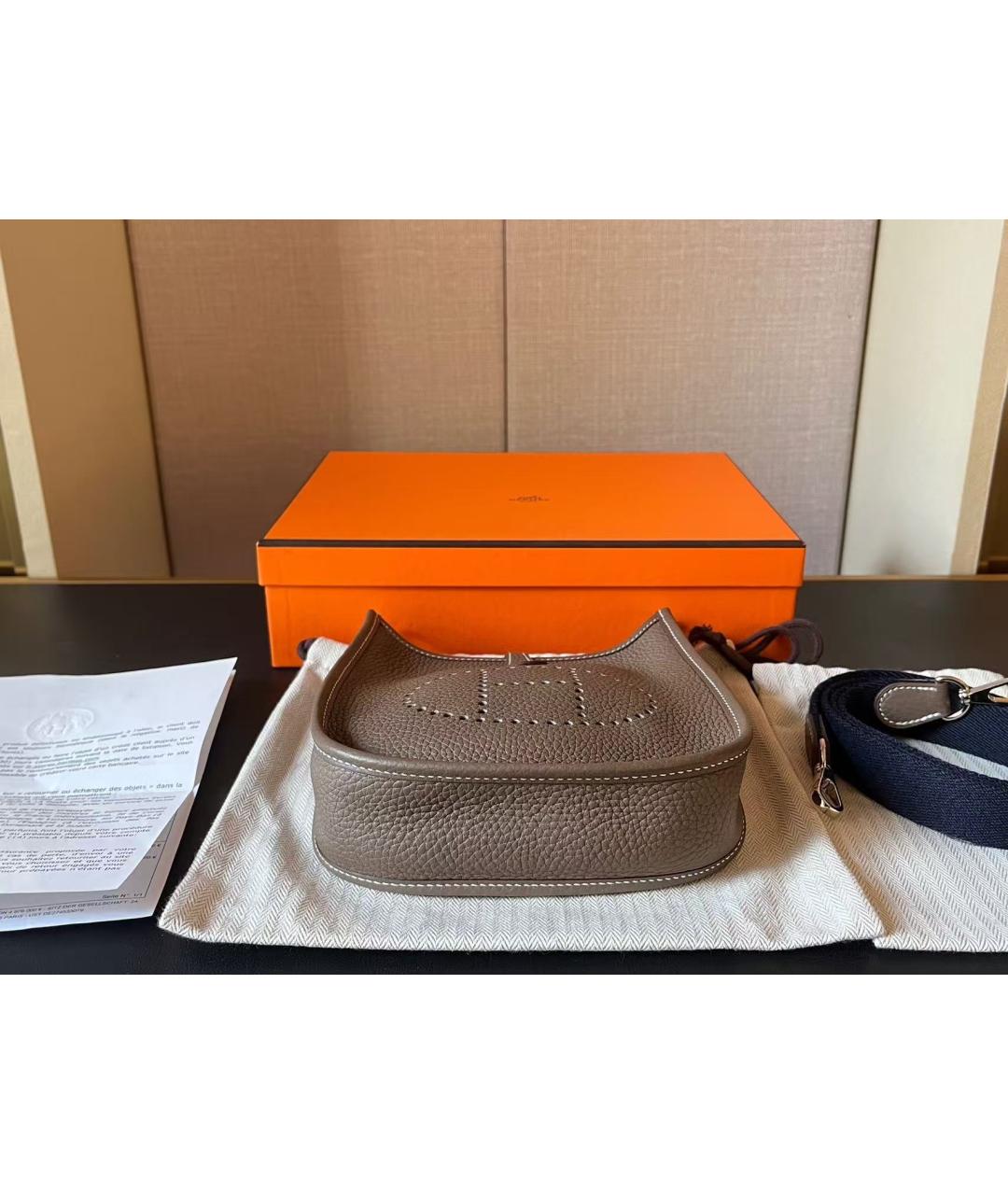 HERMES Серая кожаная сумка через плечо, фото 4