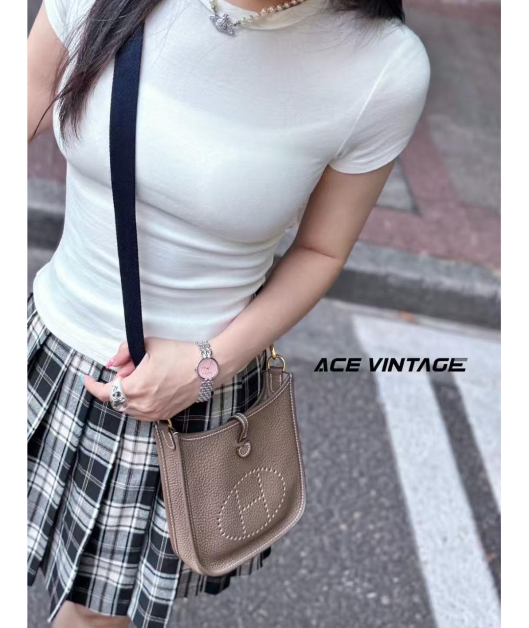 HERMES Серая кожаная сумка через плечо, фото 5