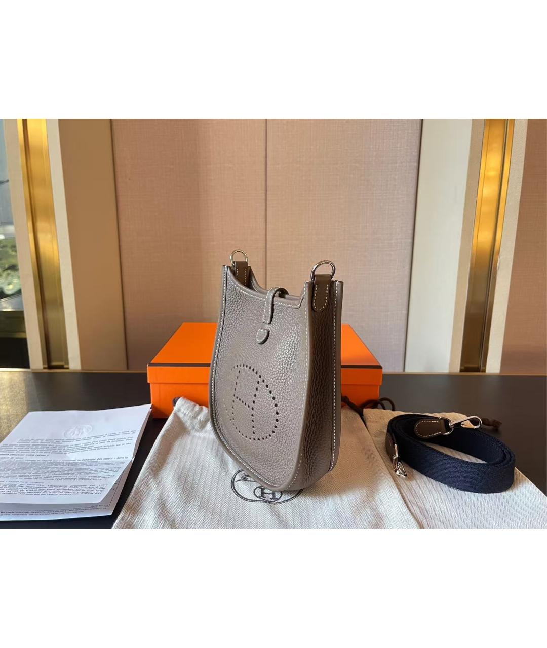 HERMES Серая кожаная сумка через плечо, фото 2