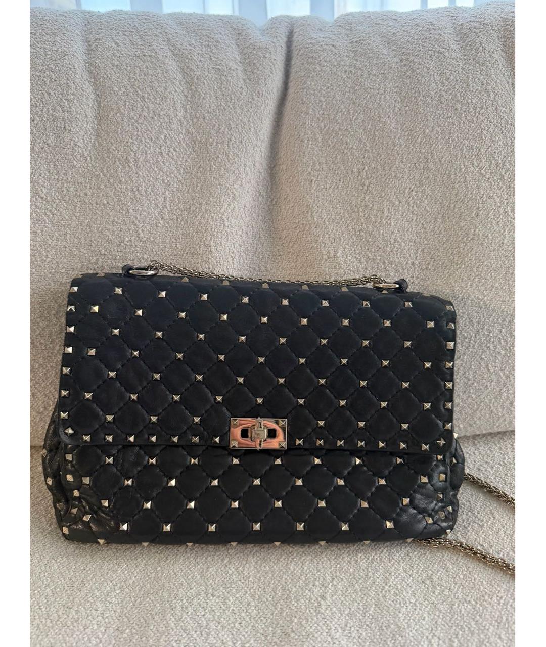 VALENTINO Черная кожаная сумка через плечо, фото 5