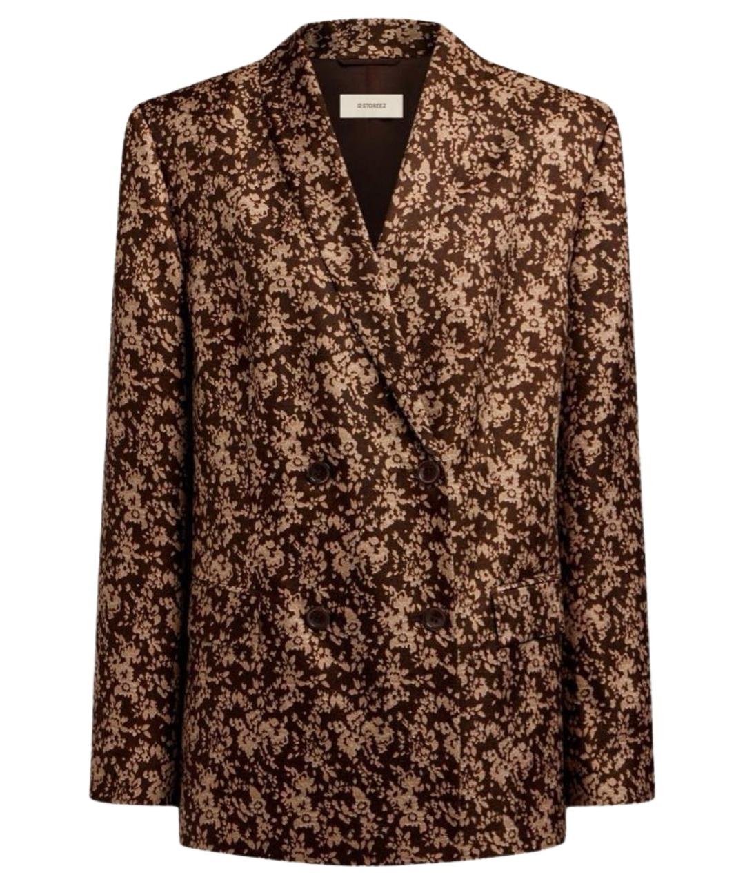 12 STOREEZ Коричневый шелковый жакет/пиджак, фото 1