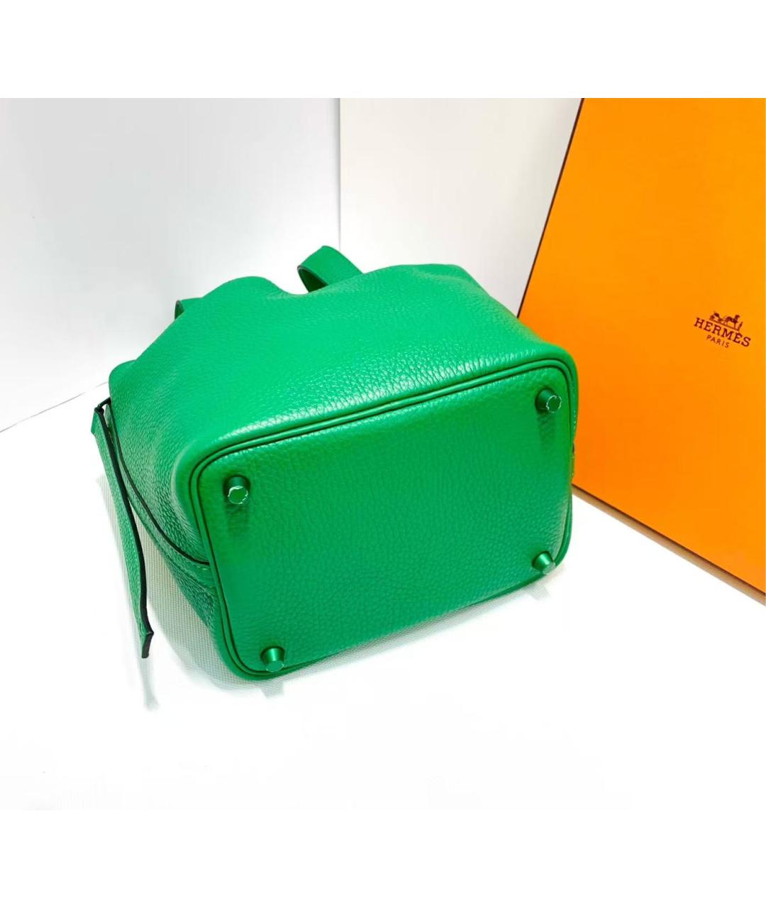 HERMES Зеленая кожаная сумка с короткими ручками, фото 6