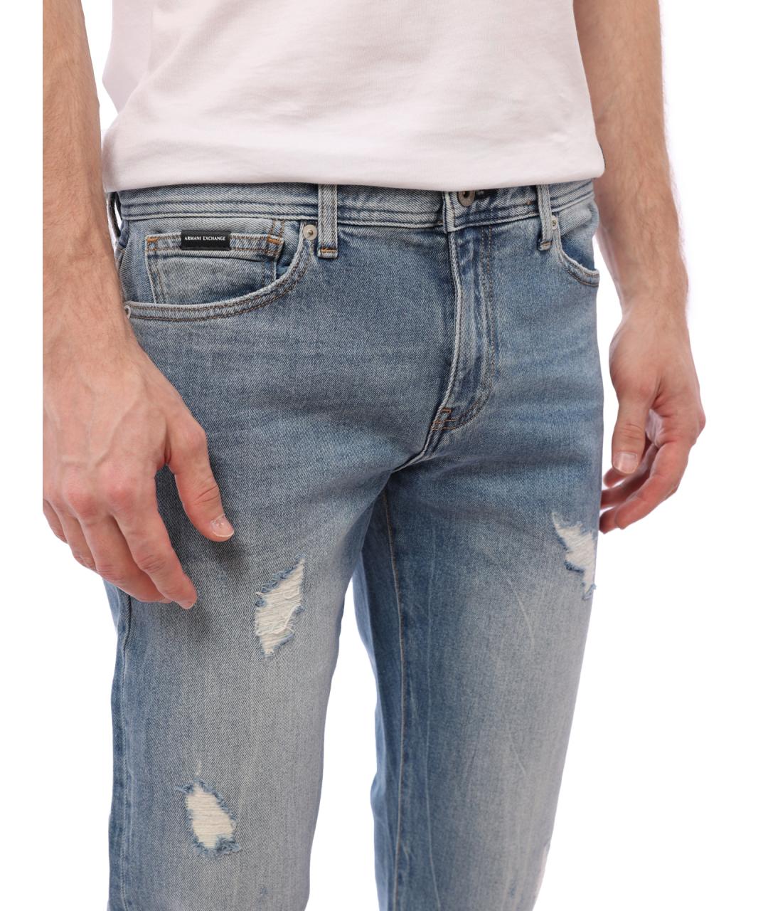 ARMANI EXCHANGE Синие хлопко-эластановые джинсы скинни, фото 6