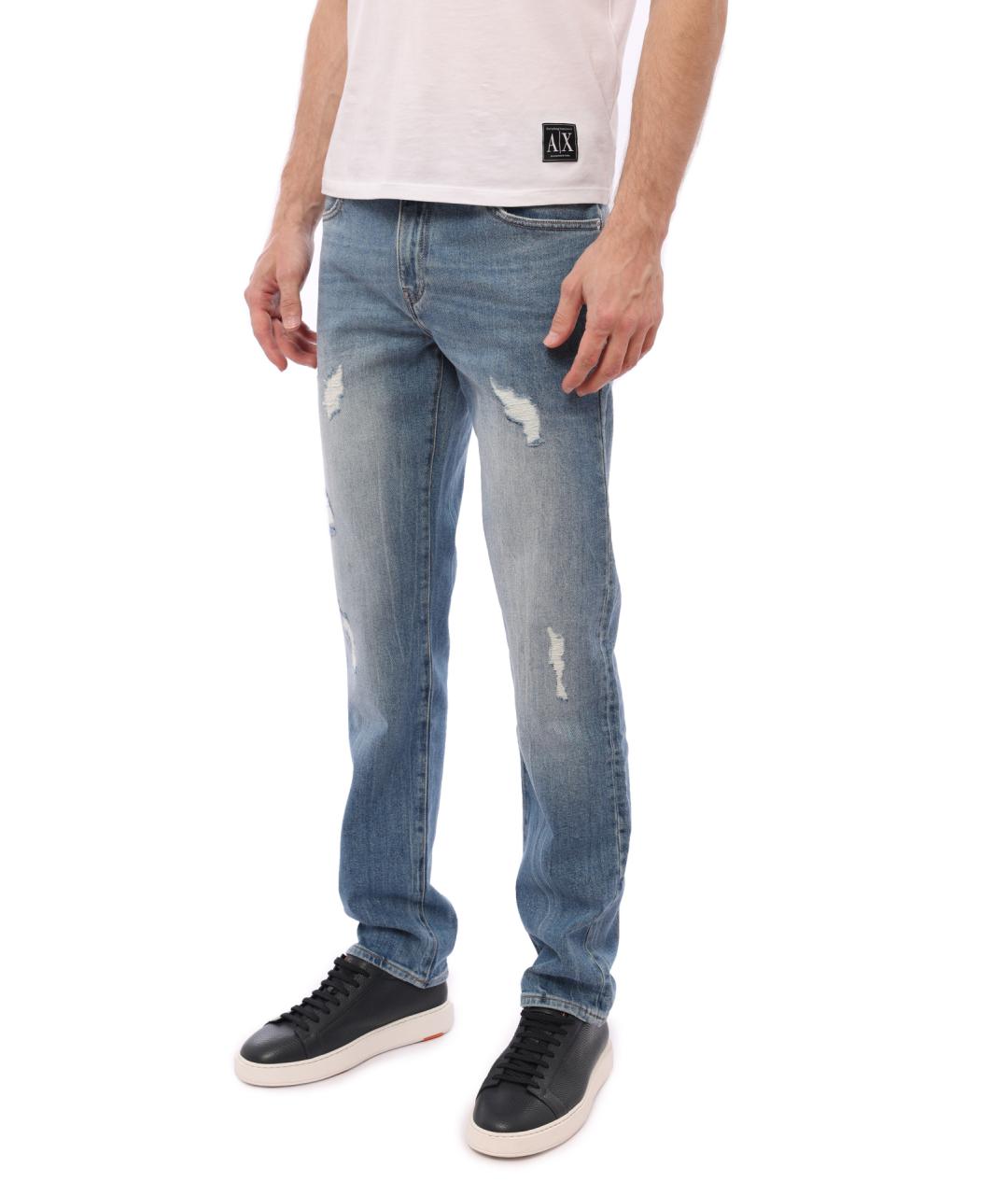 ARMANI EXCHANGE Синие хлопко-эластановые джинсы скинни, фото 4