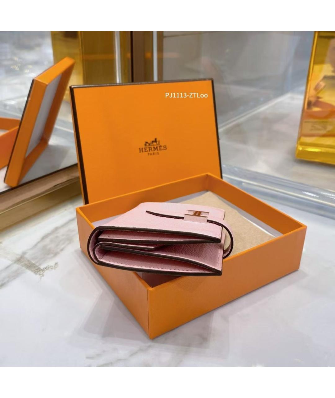 HERMES Розовый кошелек, фото 5