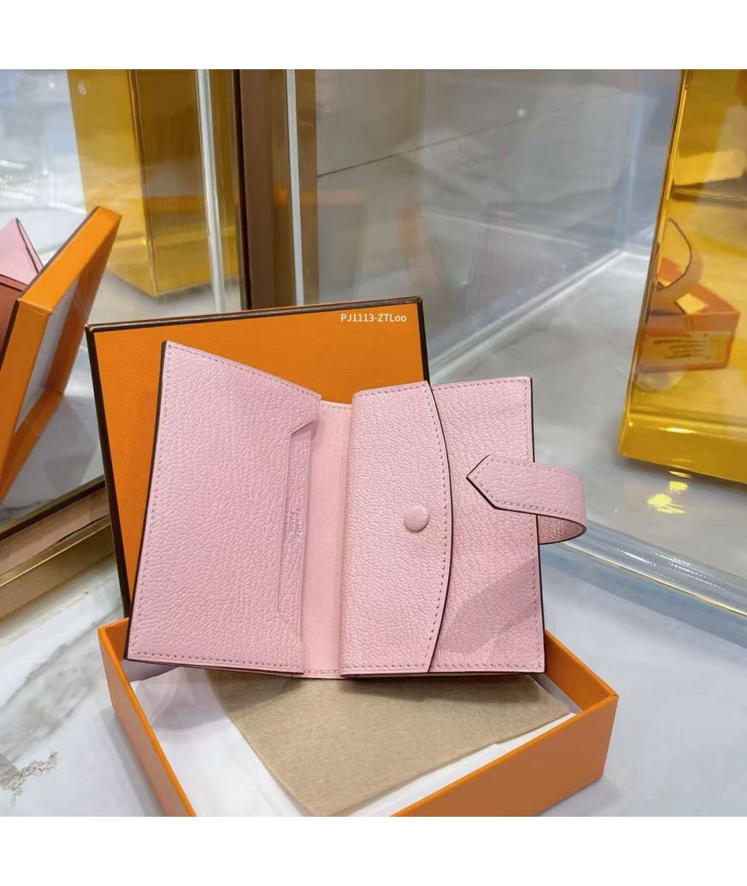 HERMES Розовый кошелек, фото 4