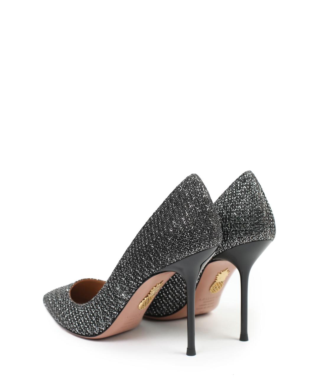 AQUAZZURA Серебряные текстильные туфли, фото 4