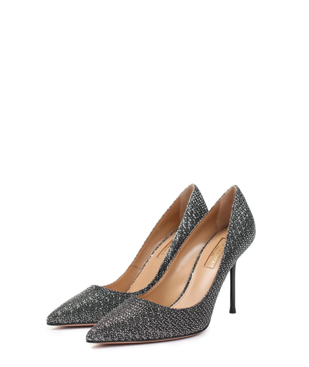 AQUAZZURA Серебряные текстильные туфли, фото 2