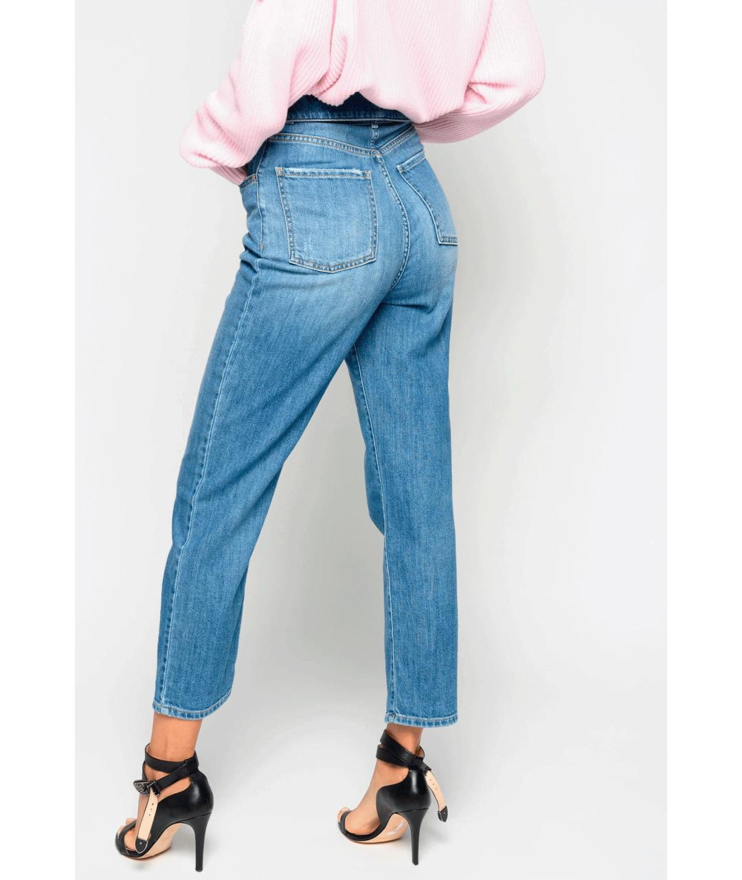 PINKO Синие хлопковые прямые джинсы, фото 3