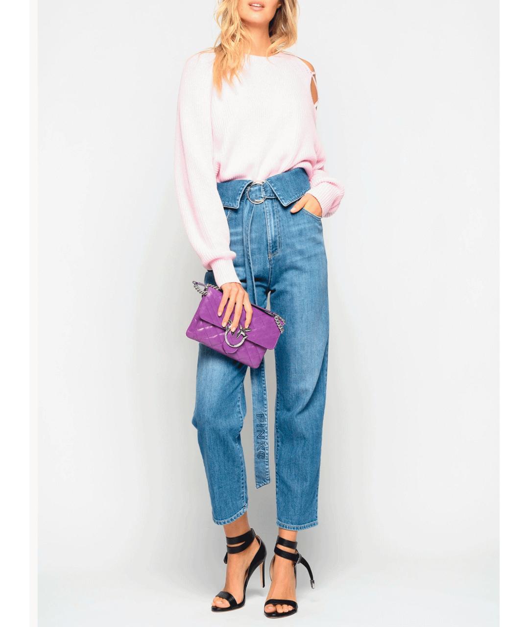 PINKO Синие хлопковые прямые джинсы, фото 2