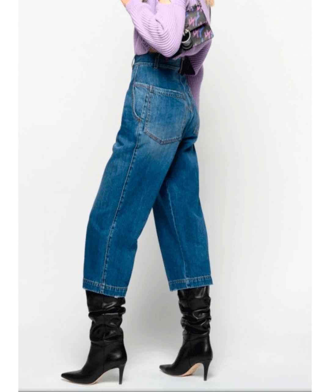 PINKO Синие хлопковые прямые джинсы, фото 4