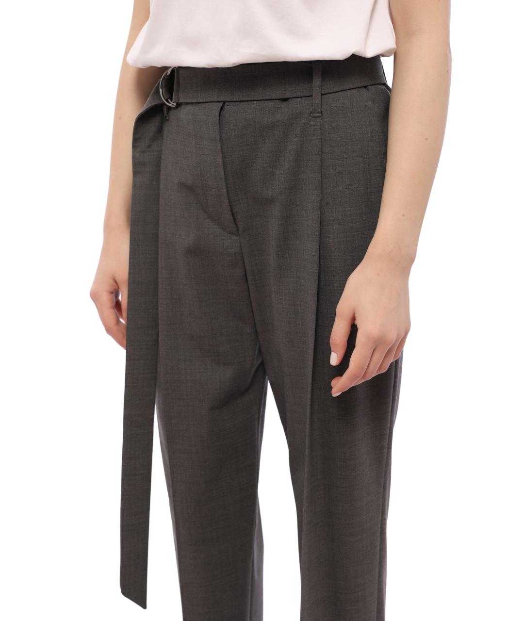 BRUNELLO CUCINELLI Серые шерстяные прямые брюки, фото 3