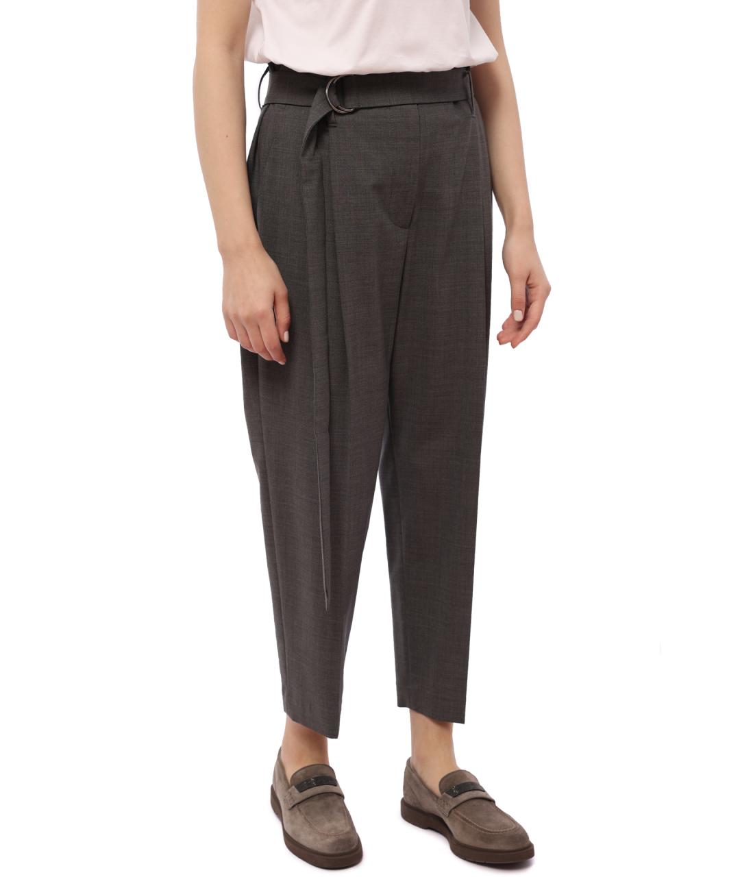 BRUNELLO CUCINELLI Серые шерстяные прямые брюки, фото 4