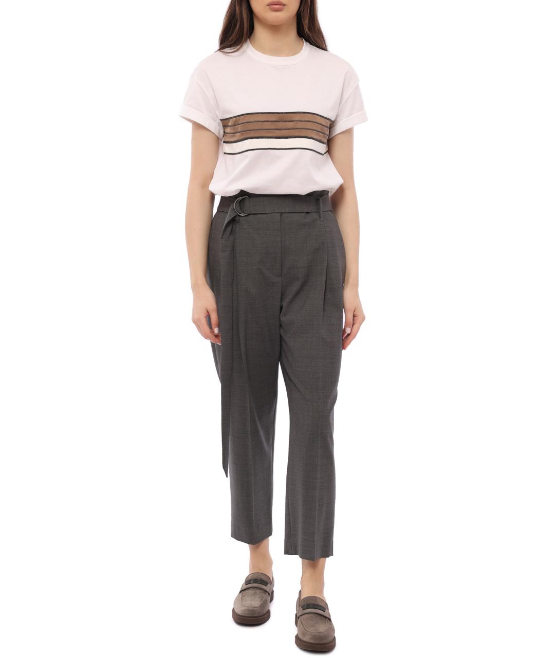 BRUNELLO CUCINELLI Серые шерстяные прямые брюки, фото 2