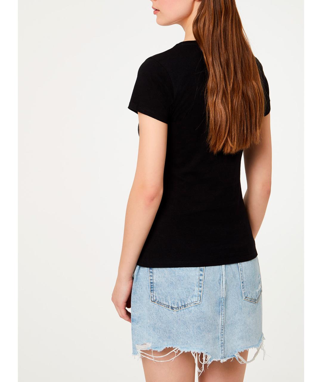 LIU JO Черная хлопковая футболка, фото 4