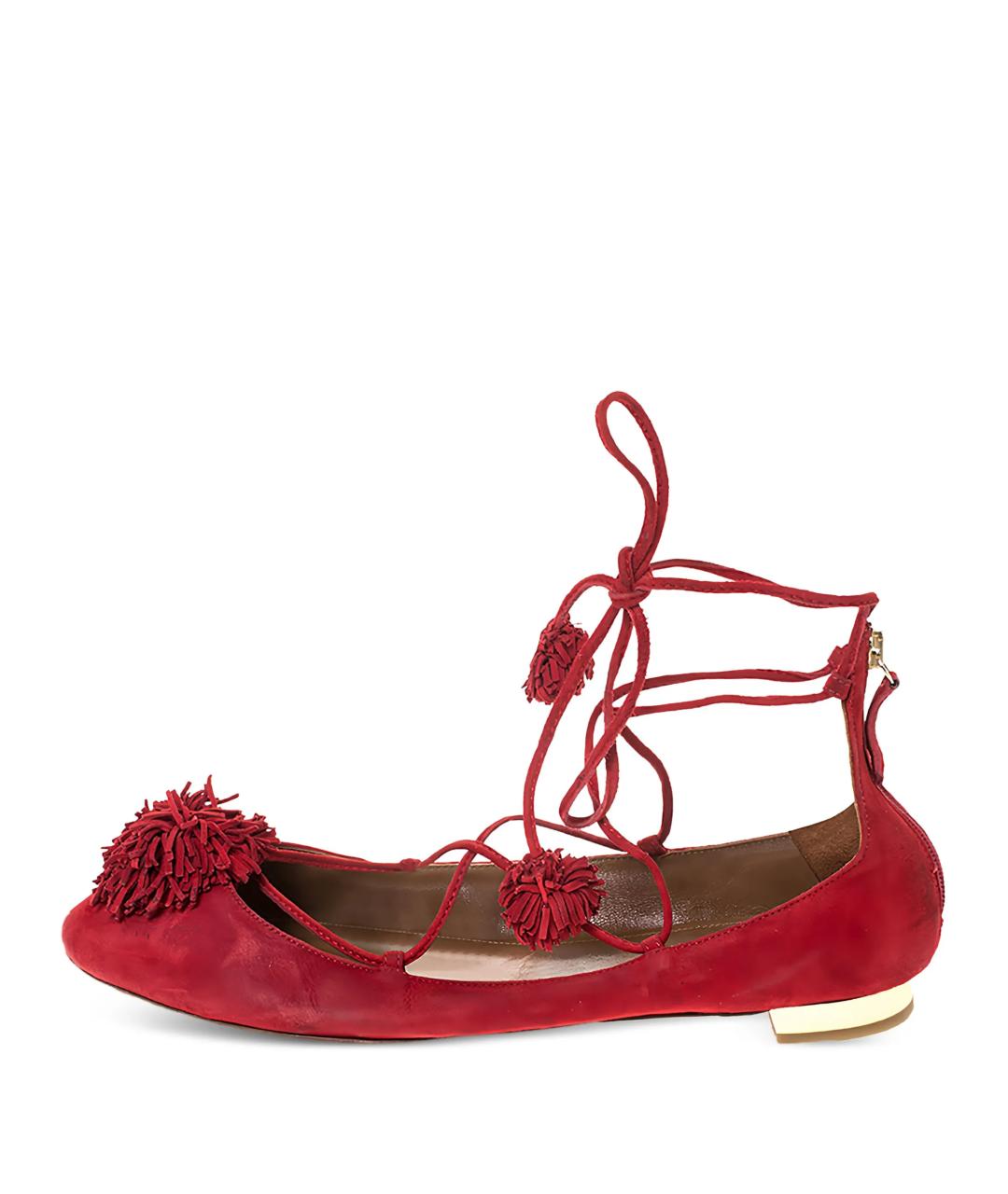 AQUAZZURA Красные замшевые балетки, фото 5