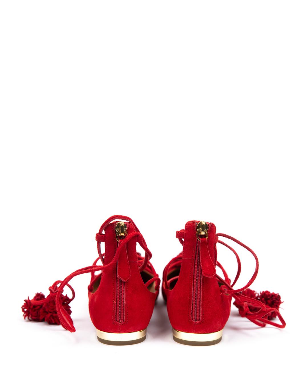 AQUAZZURA Красные замшевые балетки, фото 4