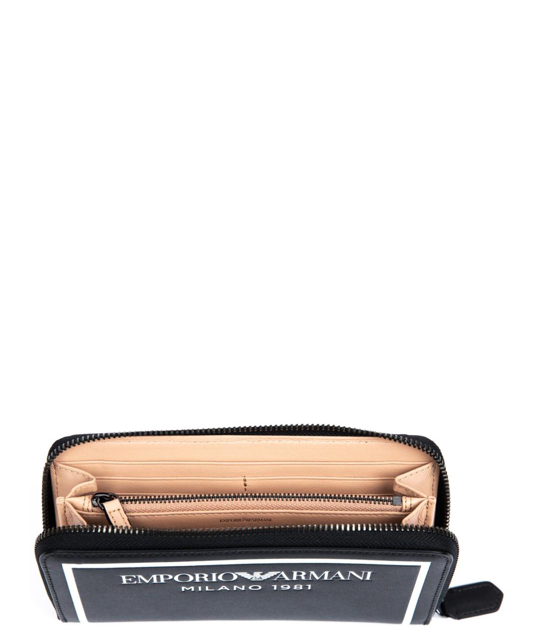 EMPORIO ARMANI Черный кожаный кошелек, фото 4