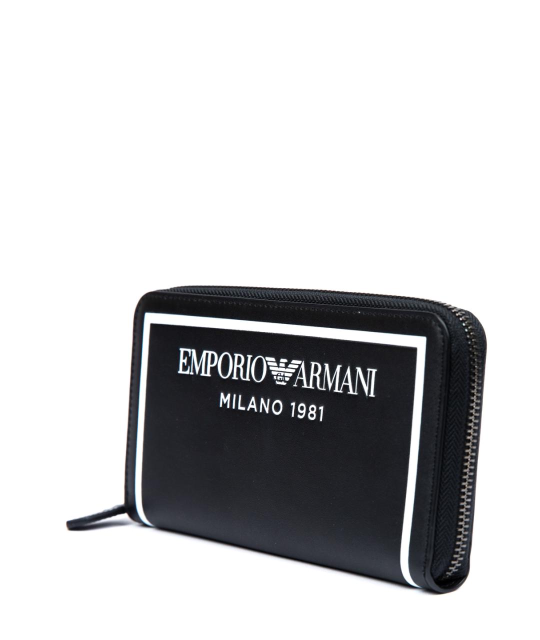 EMPORIO ARMANI Черный кожаный кошелек, фото 2