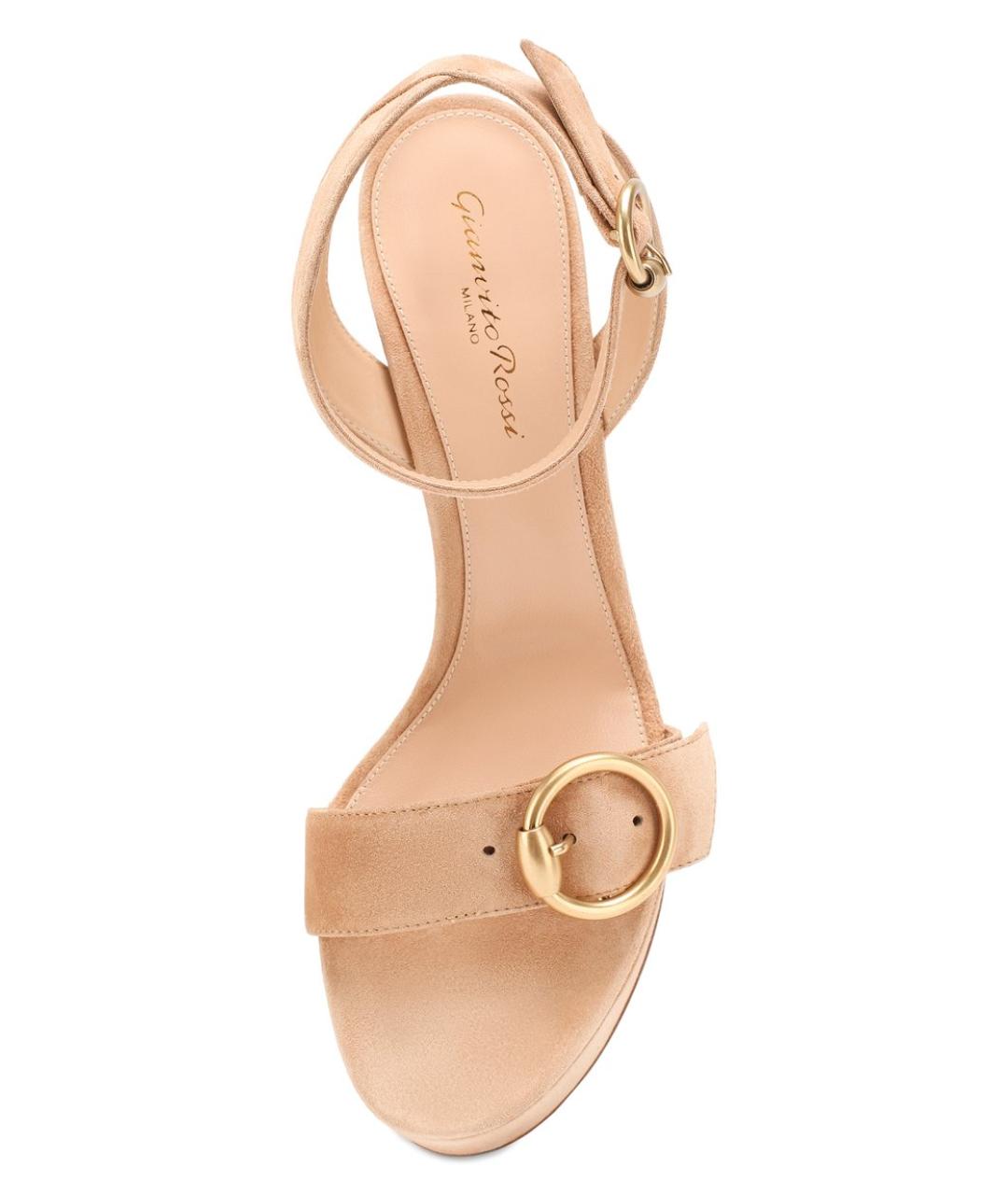 GIANVITO ROSSI Бежевые замшевые босоножки, фото 3