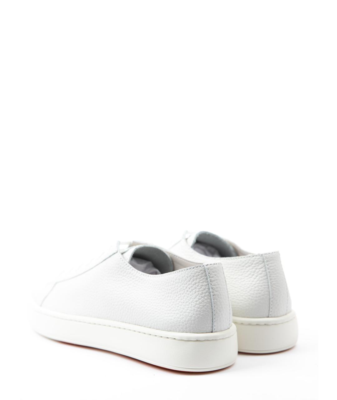 SANTONI Белые кожаные низкие кроссовки / кеды, фото 3