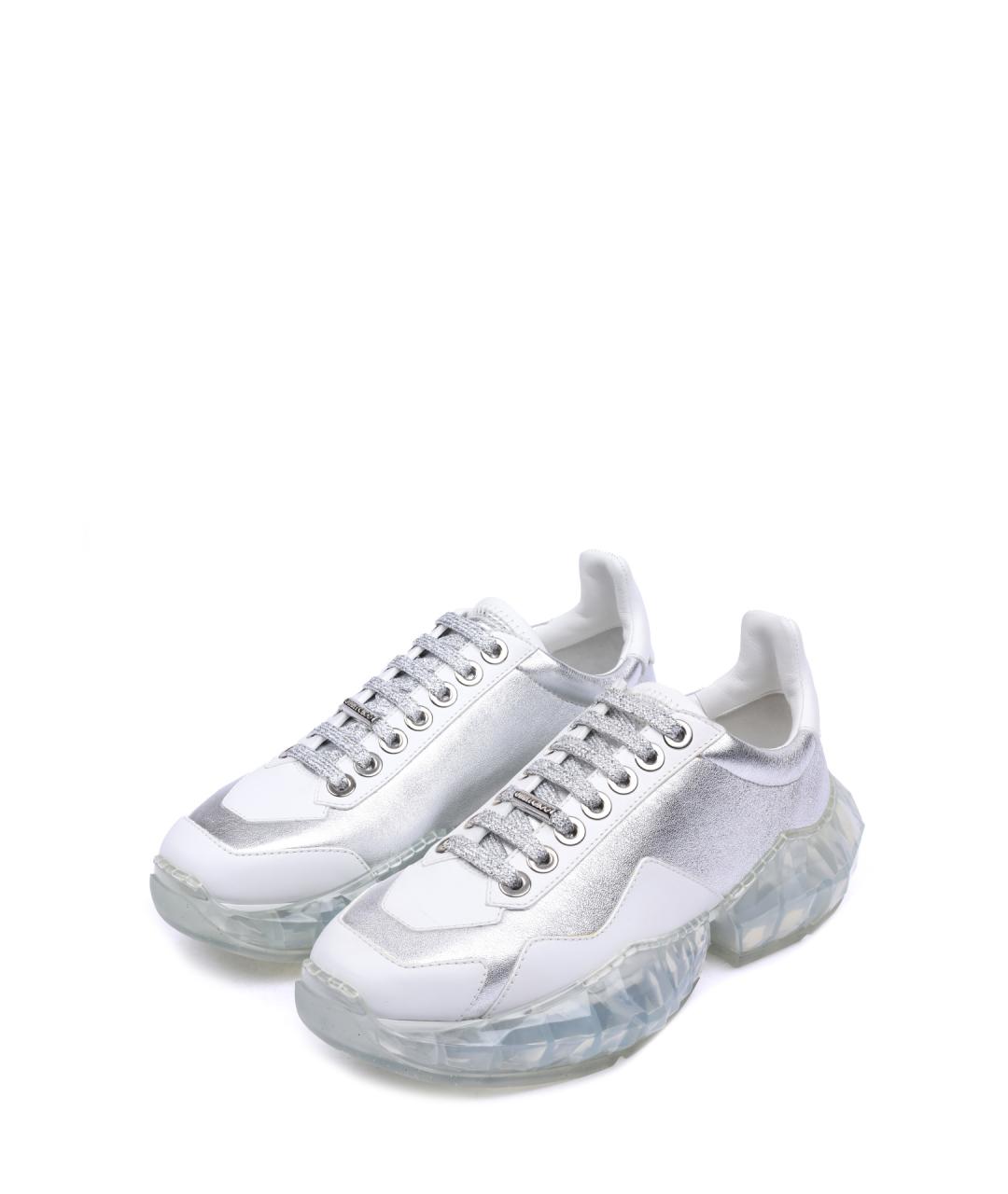 JIMMY CHOO Белые кожаные кроссовки, фото 2