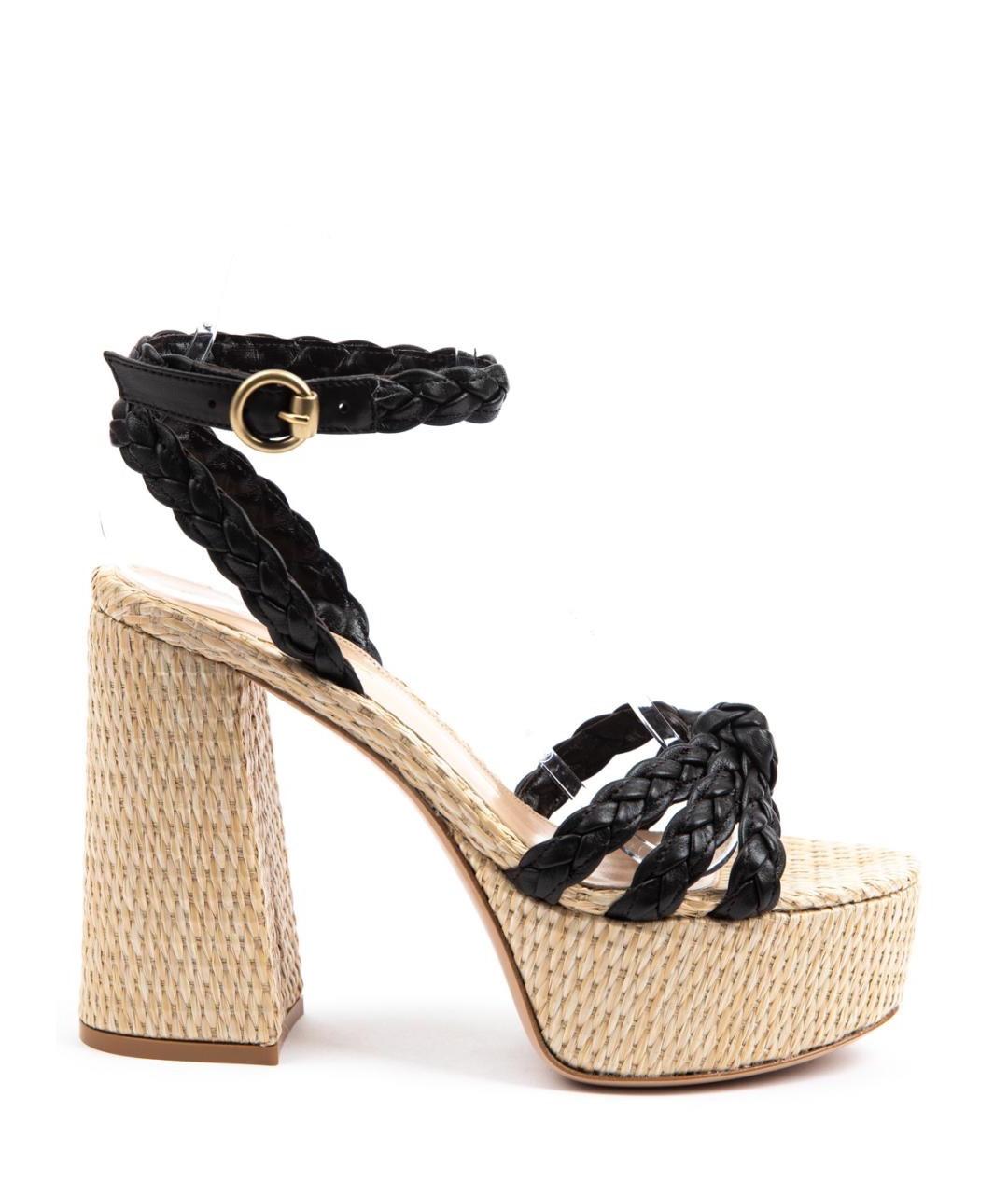 GIANVITO ROSSI Черные кожаные босоножки, фото 1