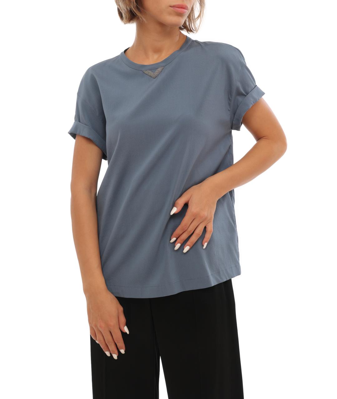 BRUNELLO CUCINELLI Голубая майка, фото 2