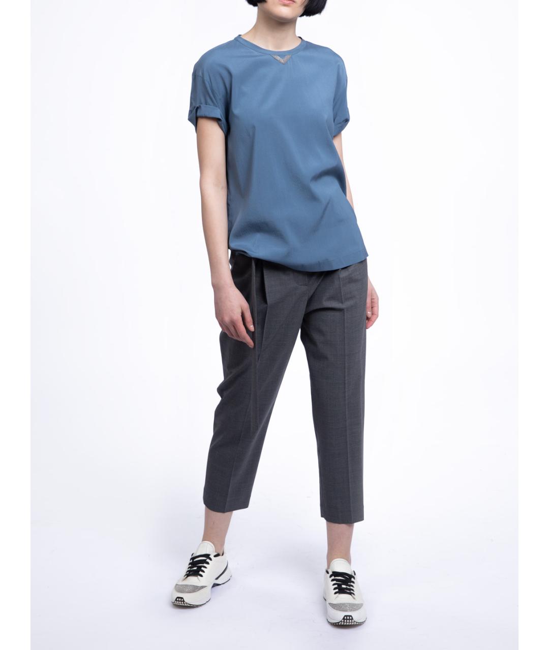 BRUNELLO CUCINELLI Голубая майка, фото 3