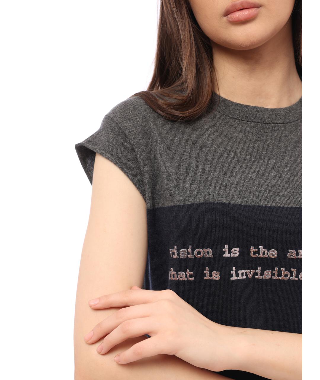 BRUNELLO CUCINELLI Серое шерстяное повседневное платье, фото 5